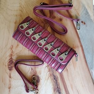 Vegan Leather Wallet / Clutch / Crossbody with 2 Removable Straps